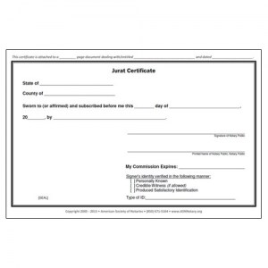 Jurat Certificate Pad